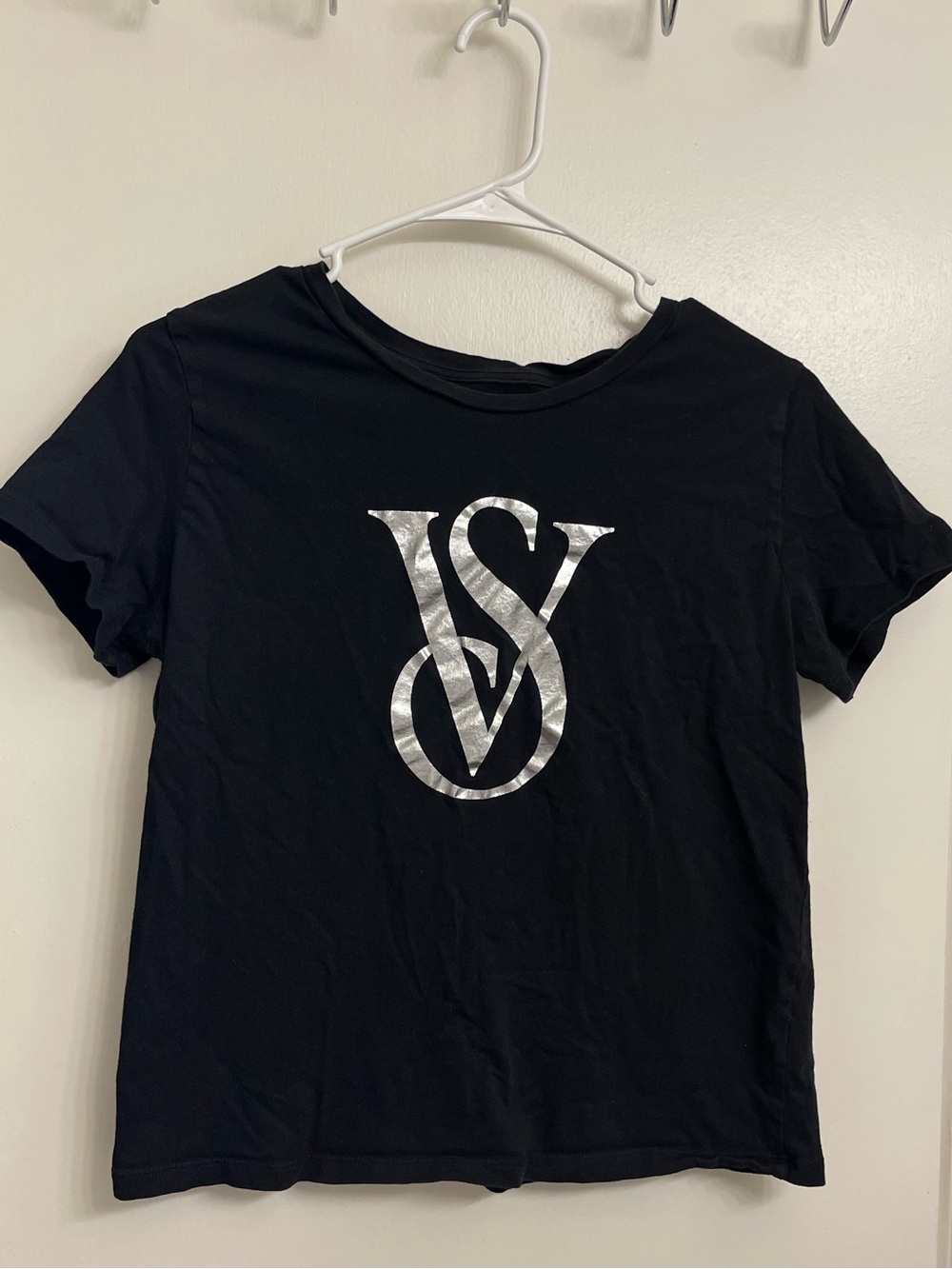 Victoria's Secret Black Tee with Silver VS Logo